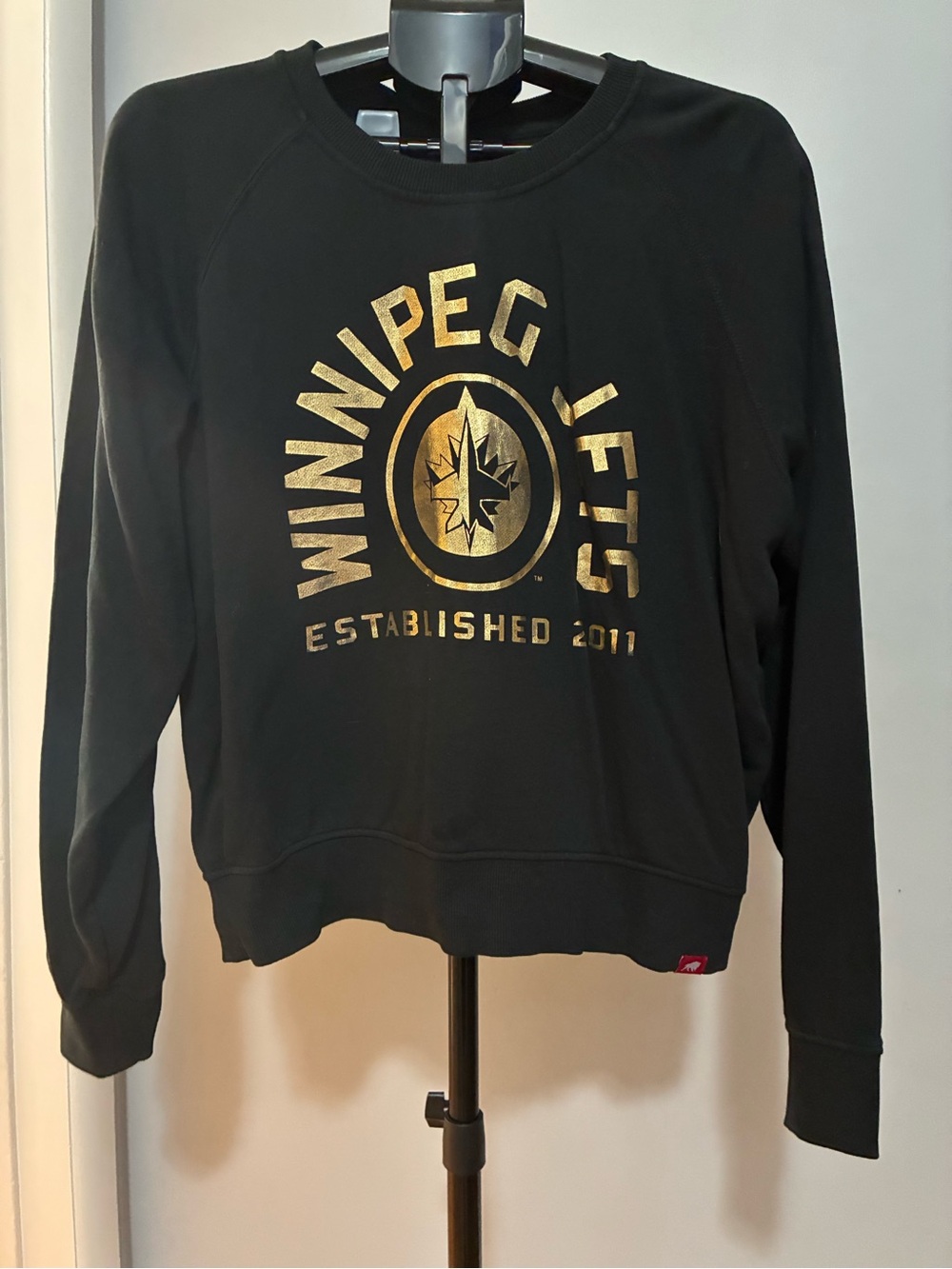 Winnipeg Jets Women's Black Sweatshirt with Gold Logo